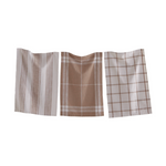 classic dishtowel set of three coordinating patterns, linen