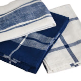 classic dishtowel set of three, three coordinating patterns, blue