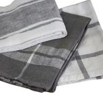 classic dishtowel set of three, three coordinating patterns, gray
