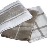 classic dishtowel set of three, three coordinating patterns, linen