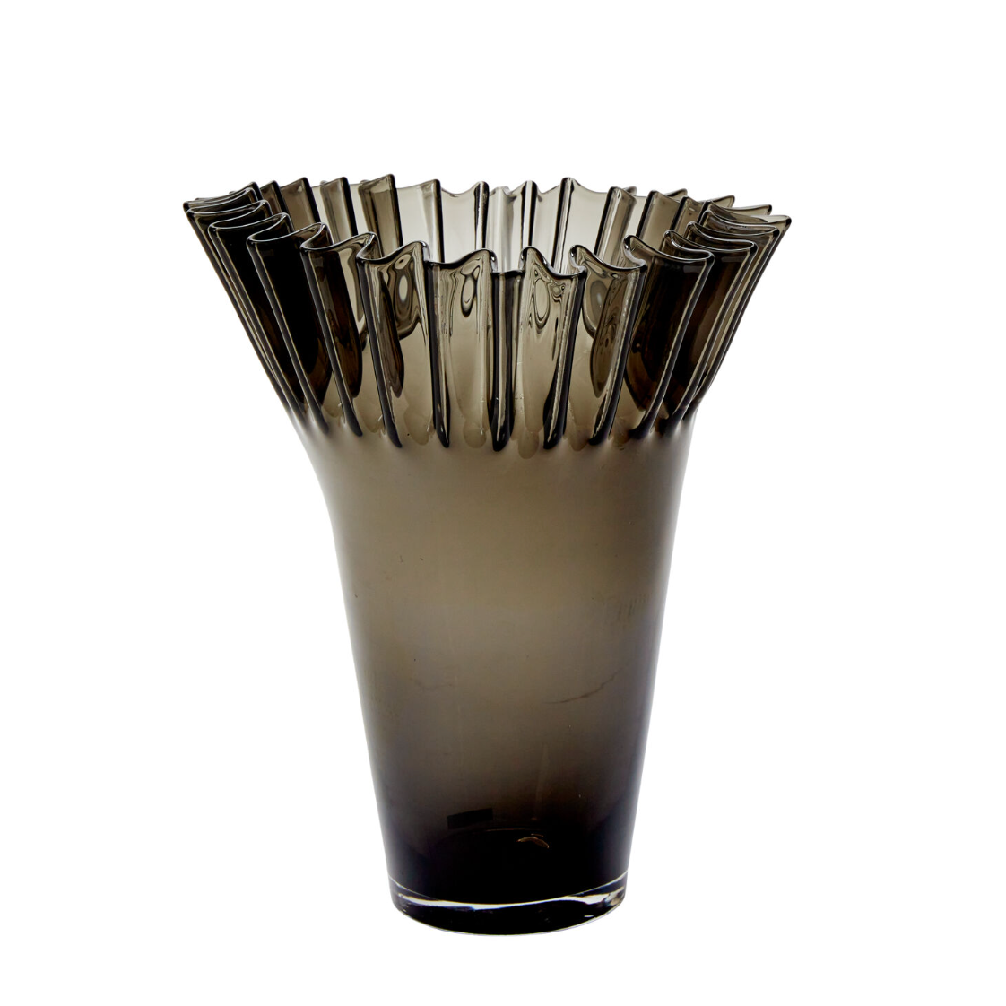 lolanthe vase, dark glass with unique opening