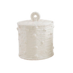 white woven ceramic canister knot design