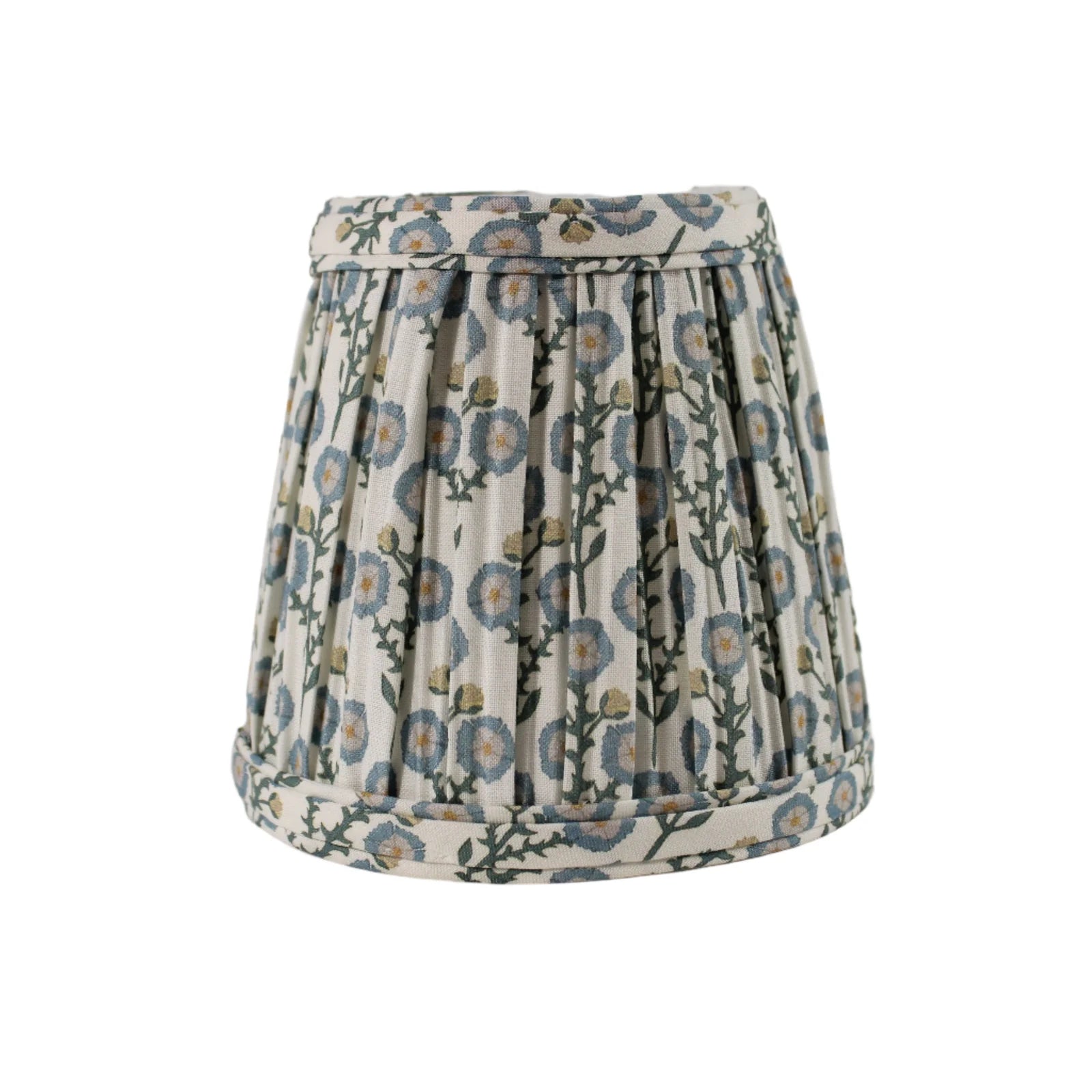Floral patterned lamp shade on a white background