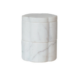 Marble Scalloped Stackable Pinch Pots w/ Lid, White, Set of 2