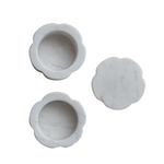 Marble Scalloped Stackable Pinch Pots w/ Lid, White, Set of 2