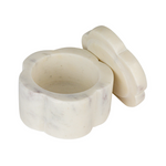 Marble Scalloped Stackable Pinch Pots w/ Lid, White, Set of 2