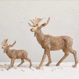 Resin Standing Moose, Antique Gold Finish, available in two sizes