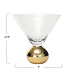 12 oz. Martini Glass w/ Gold Electroplated Ball Stem measurements