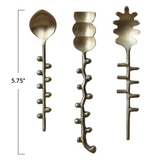 measurements of Hobnail Brass Formed Spoon, 3 Styles