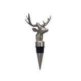 Silver deer head bottle stopper on a white background