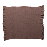 60"L x 50"W Brushed New Zealand Wool Throw w/ Ruffled Edge, Brown