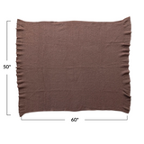 60"L x 50"W Brushed New Zealand Wool Throw w/ Ruffled Edge, Brown