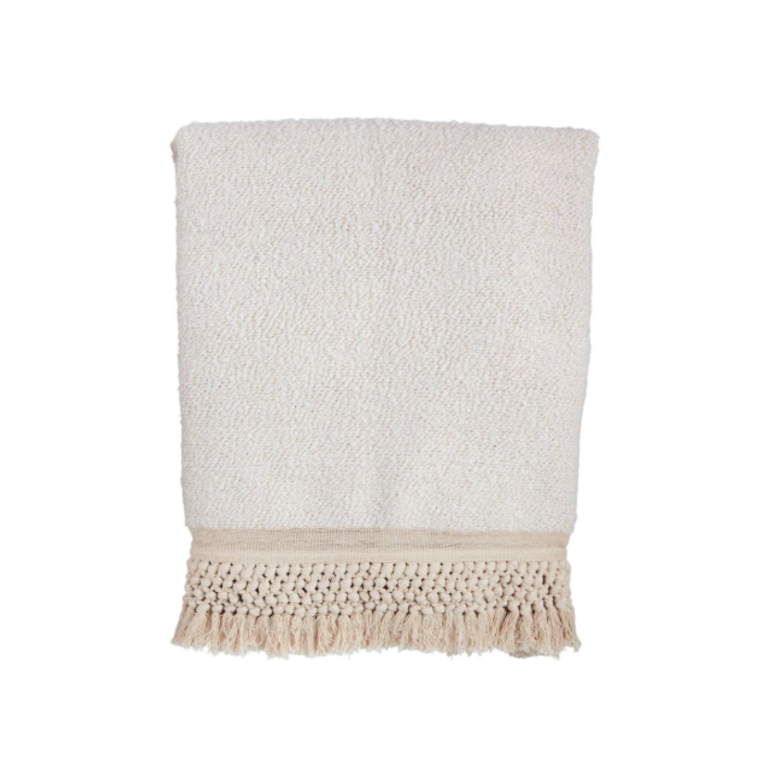 cream  Tassel Throw Blanket