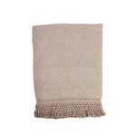 Taupe Tassel Throw Blanket