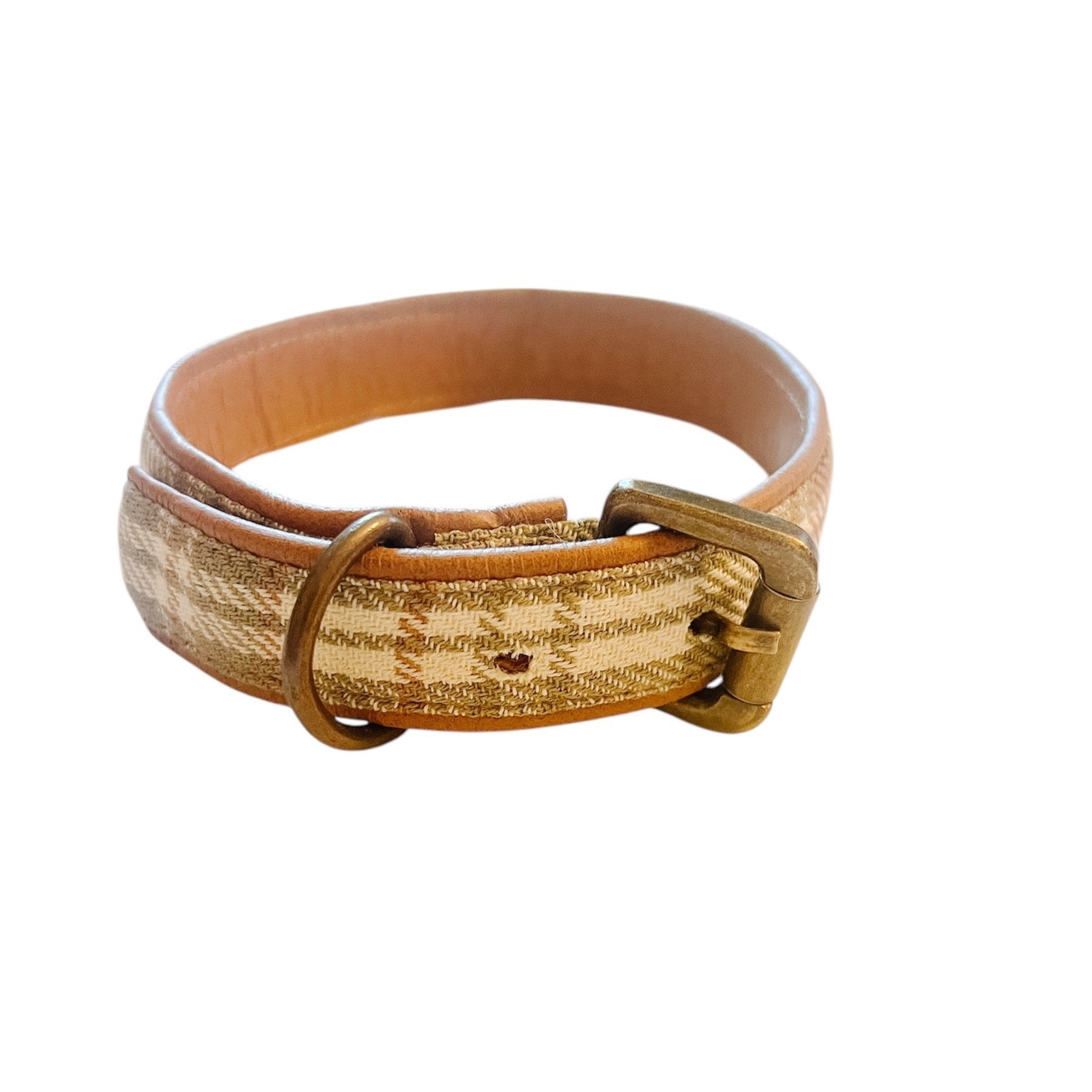 tan plaid dog collar