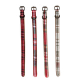 plaid cotton & leather dog collars, 4 styles