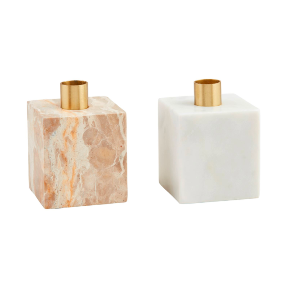 Cube Marble Taper Holder