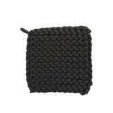 8" Square Cotton Crocheted Pot Holder, Onyx