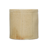 Decorative Stoneware Crock/Planter w/ Debossed Lines, Reactive Glaze, Beige Speckled