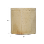 measurements Decorative Stoneware Crock/Planter w/ Debossed Lines, Reactive Glaze, Beige Speckled