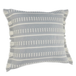 striped blue tucker pillow indoor/outdoor fabric, solid white backing