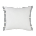 striped blue tucker pillow indoor/outdoor fabric, solid white backing