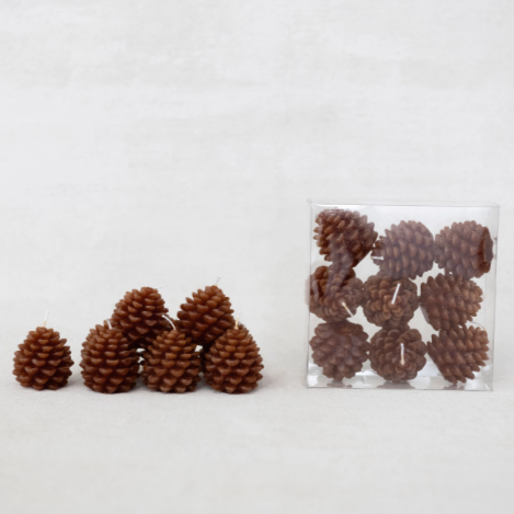 pinecone tealights, set of 9