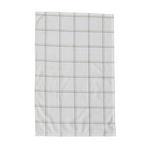  Stonewashed Cotton Tea Towel w/ Grid/Plaid Pattern, White & Green, style a