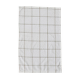  Stonewashed Cotton Tea Towel w/ Grid/Plaid Pattern, White & Green, style a