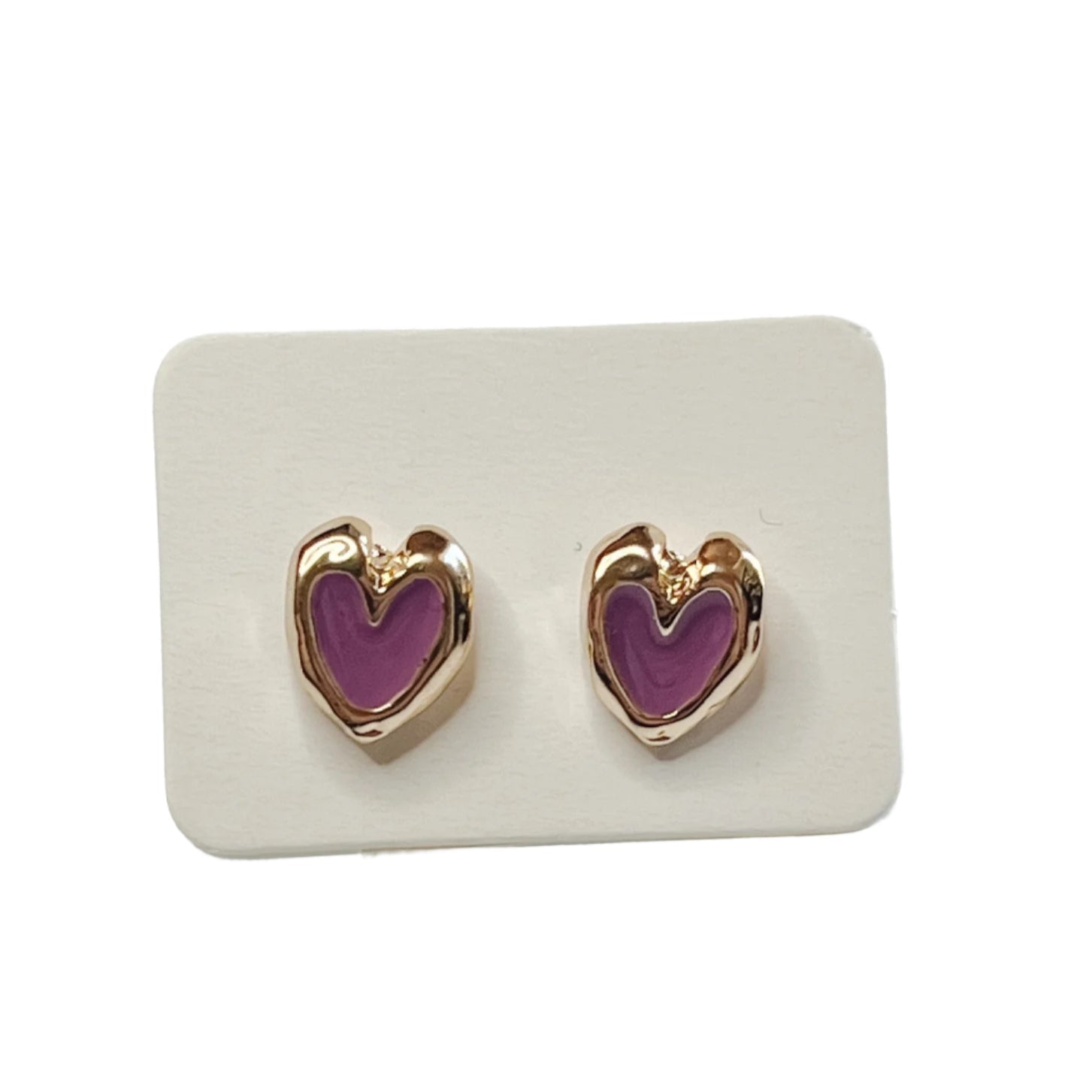 enamel colored purple heart stud earrings