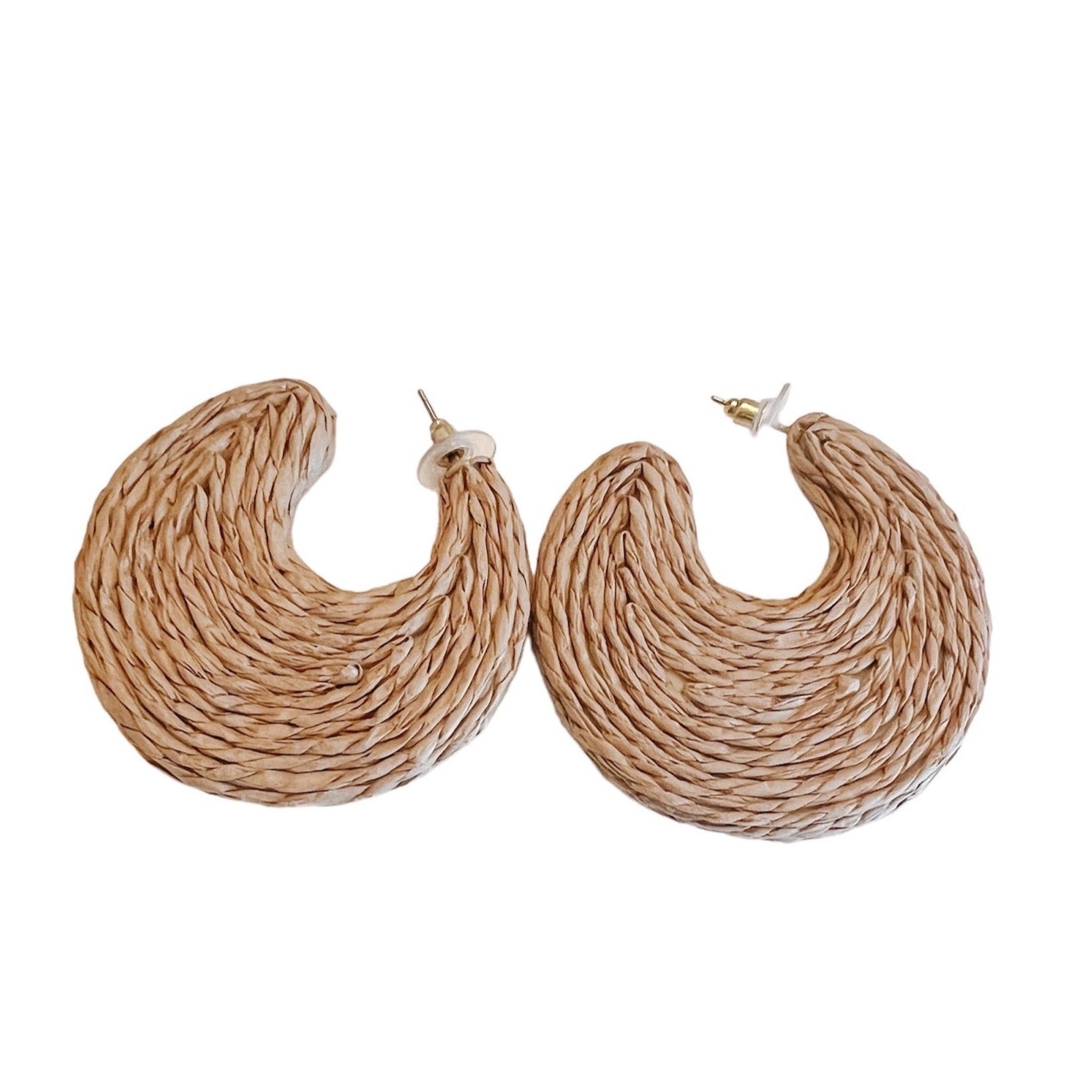 raffia hoop earrings