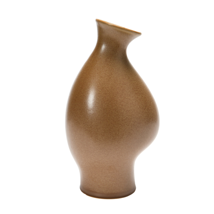 Stoneware Organic Shaped Vase, Brown Reactive Glaze