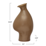 measurements of Stoneware Organic Shaped Vase, Brown Reactive Glaze