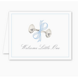 Card, Rattle and Bow - Blue