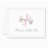 Card, Rattle and Bow - Pink