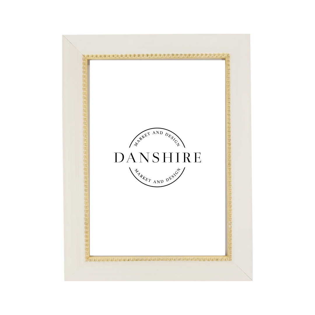 WHITE WOODEN FRAME WITH GOLD DETAIL