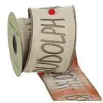 4"Wx5yd Rudolph Pompon Ribbon  Red Green