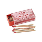 Matchbox with romantic-themed matches on a white background