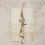 Handmade Hanging Metal Bells w/ Jute Rope, Antique Silver Finish