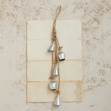 Handmade Hanging Metal Bells w/ Jute Rope, Antique Silver Finish