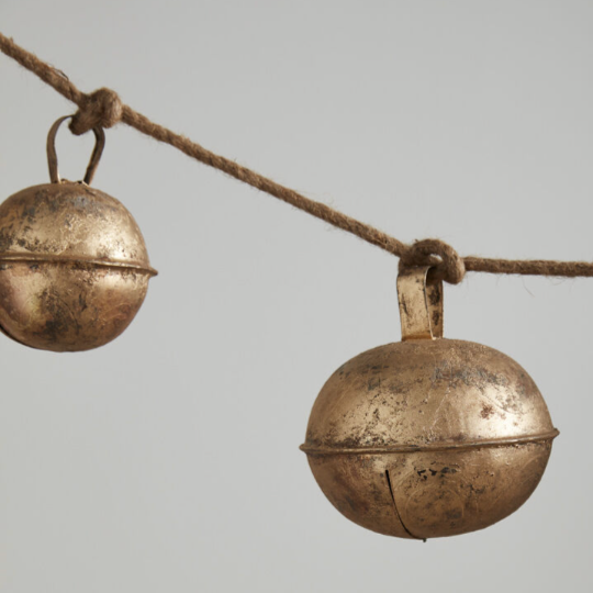 72"L gold metal sleigh bell garland