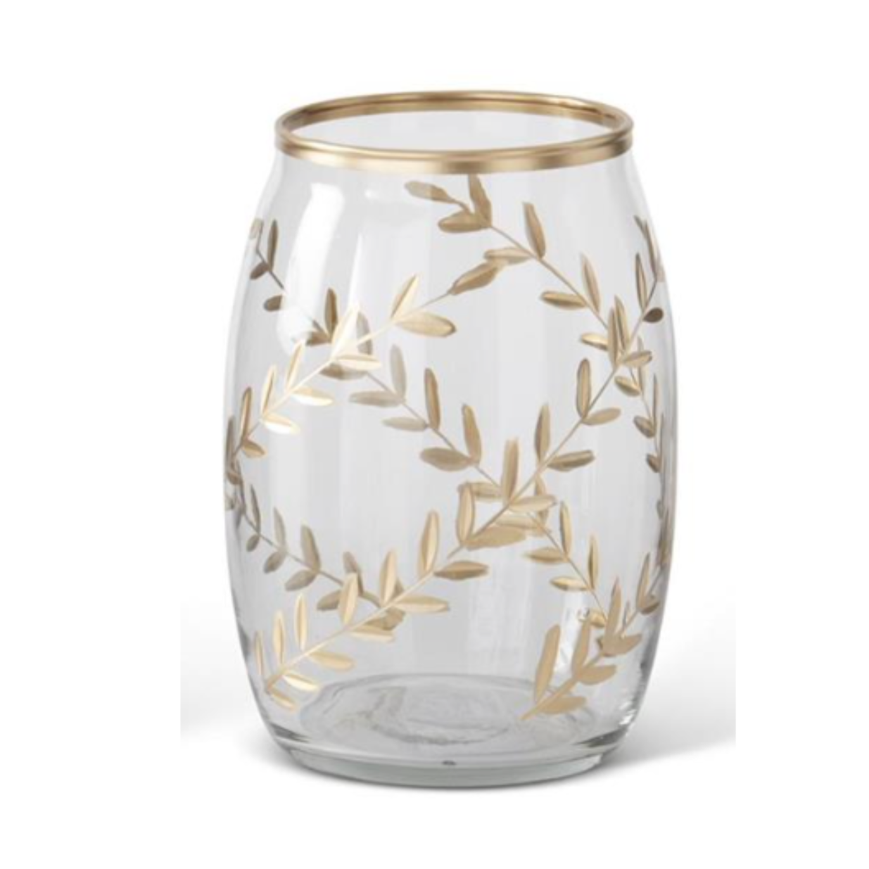 gold gilded leaf etched clear vase, size small