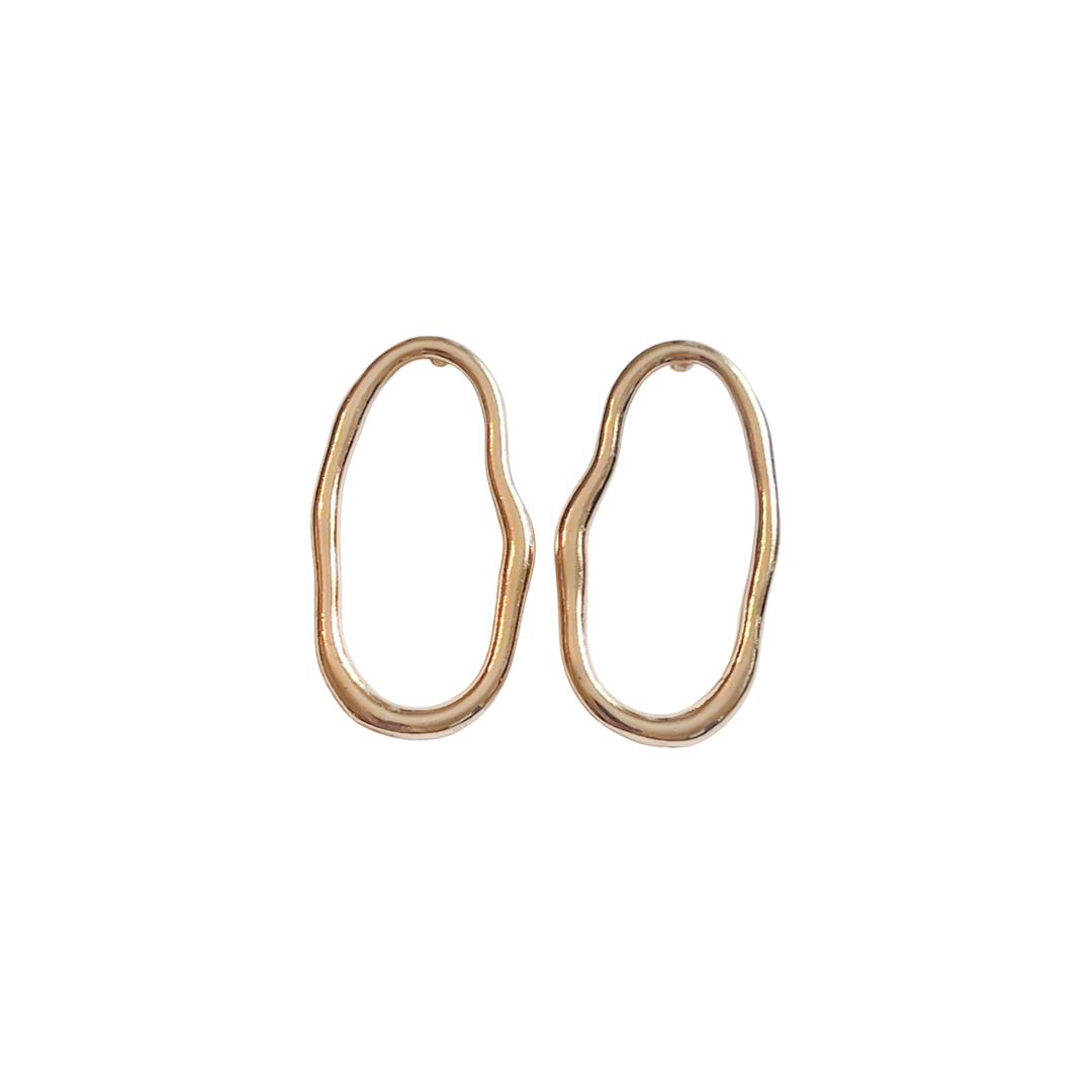 geo shape solid gold oversized earrings