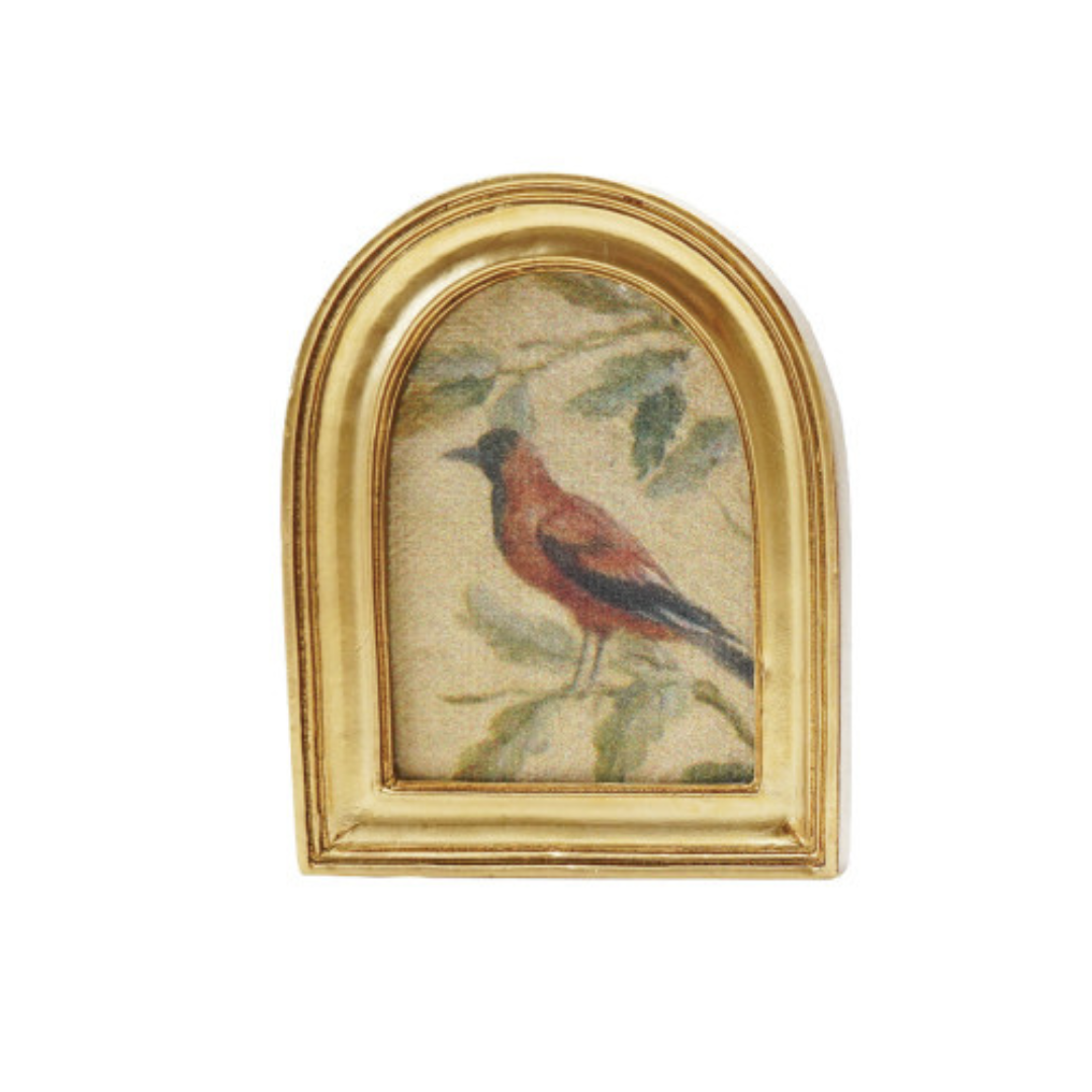 Decorative framed art magnet with a bird painting on a white background