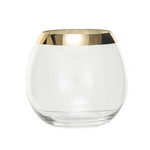 10 oz. Stemless Drinking Glass w/ Gold Electroplated Rim
