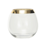 10 oz. Stemless Drinking Glass w/ Gold Electroplated Rim