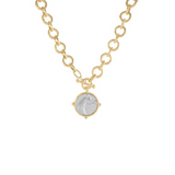 two tone Horsehead Round Pendant Necklace on white background