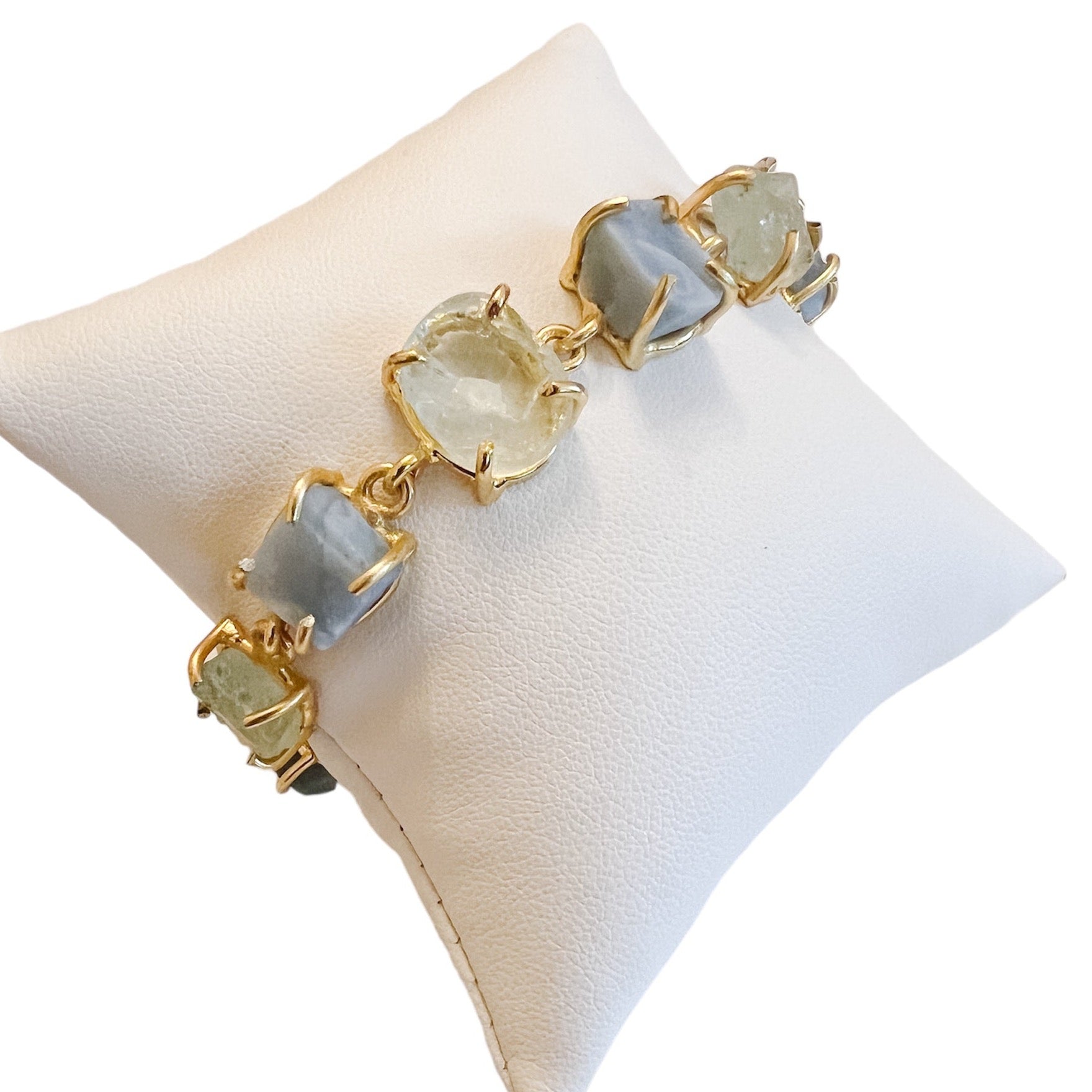 unique stone bracelet with gold detail