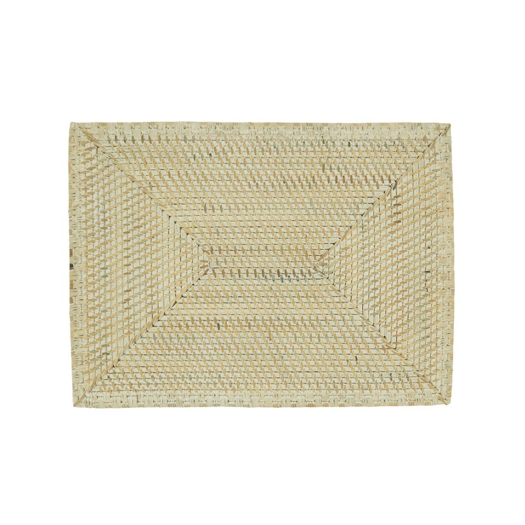 whitewash woven rattan placemat
