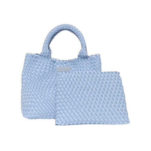 handwoven durable lyca blend denim woven tote